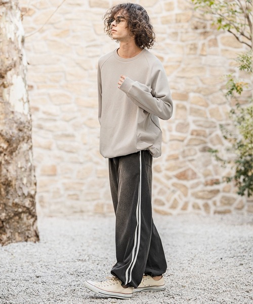 CAMBIO(カンビオ)の「mlt5588- ナイロン切替ラグランスリーブカットソー(Tシャツ/カットソー・メンズ・ホワイト/ブラック/グレー・M/L/XL)」の8枚目の写真