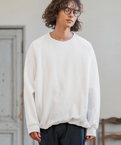 CAMBIO(カンビオ)の「mlt5588- ナイロン切替ラグランスリーブカットソー(Tシャツ/カットソー・メンズ・ホワイト/ブラック/グレー・M/L/XL)」の10枚目の写真