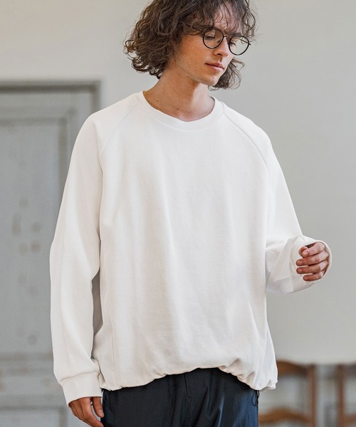 CAMBIO(カンビオ)の「mlt5588- ナイロン切替ラグランスリーブカットソー(Tシャツ/カットソー・メンズ・ホワイト/ブラック/グレー・M/L/XL)」の12枚目の写真