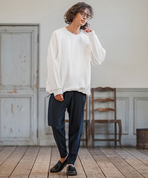CAMBIO(カンビオ)の「mlt5588- ナイロン切替ラグランスリーブカットソー(Tシャツ/カットソー・メンズ・ホワイト/ブラック/グレー・M/L/XL)」の13枚目の写真