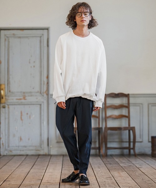 CAMBIO(カンビオ)の「mlt5588- ナイロン切替ラグランスリーブカットソー(Tシャツ/カットソー・メンズ・ホワイト/ブラック/グレー・M/L/XL)」の14枚目の写真