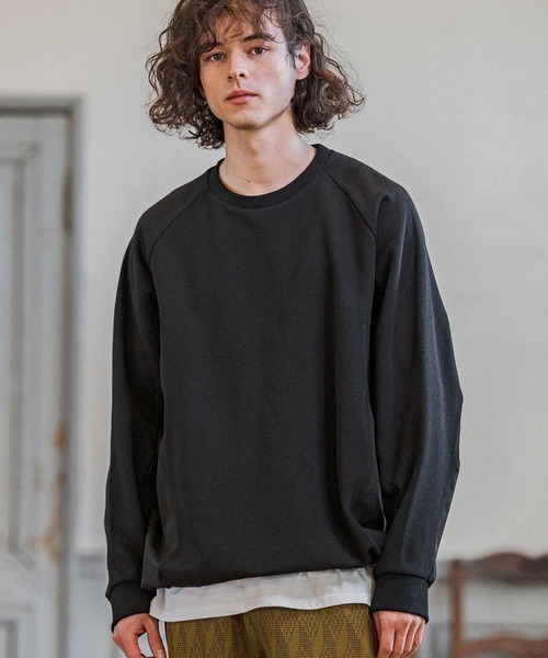 CAMBIO(カンビオ)の「mlt5588- ナイロン切替ラグランスリーブカットソー(Tシャツ/カットソー・メンズ・ホワイト/ブラック/グレー・M/L/XL)」の16枚目の写真