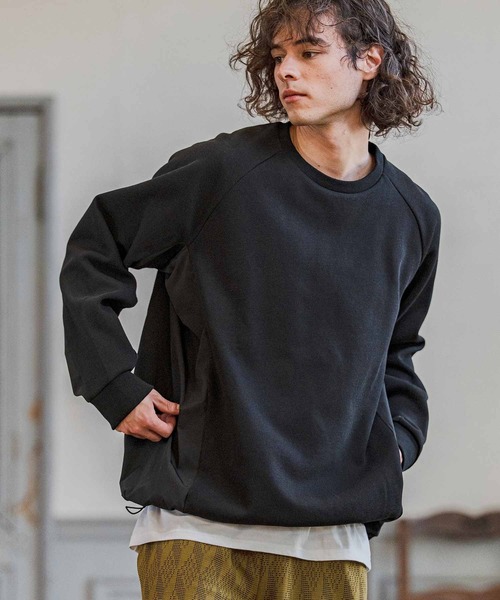 CAMBIO(カンビオ)の「mlt5588- ナイロン切替ラグランスリーブカットソー(Tシャツ/カットソー・メンズ・ホワイト/ブラック/グレー・M/L/XL)」の17枚目の写真