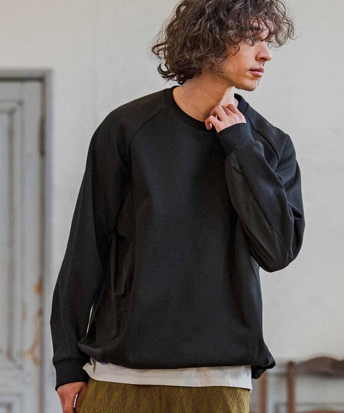 CAMBIO(カンビオ)の「mlt5588- ナイロン切替ラグランスリーブカットソー(Tシャツ/カットソー・メンズ・ホワイト/ブラック/グレー・M/L/XL)」の18枚目の写真