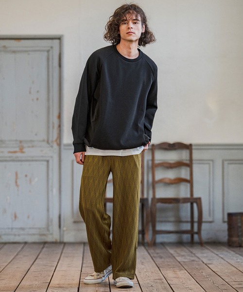 CAMBIO(カンビオ)の「mlt5588- ナイロン切替ラグランスリーブカットソー(Tシャツ/カットソー・メンズ・ホワイト/ブラック/グレー・M/L/XL)」の19枚目の写真