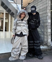 Never mind the XU / Chikashitsu+ | 【nmtc+】lettering wide sweat pants / 【エヌエムティーシープラス】レタリングスウェットパンツ <着用動画あり>(スウェットパンツ)