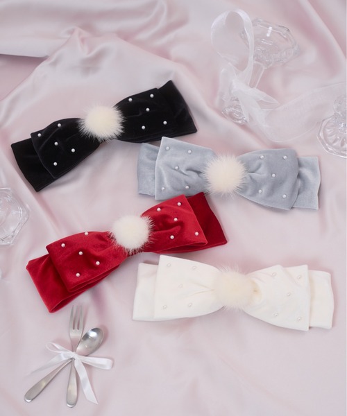 Honey Cinnamon（ハニーシナモン）の「winter likeリボンバレッタ（バレッタ/ヘアクリップ・レディース・ホワイト/ボルドー/グレー/ブラック・FREE）」の6枚目の写真
