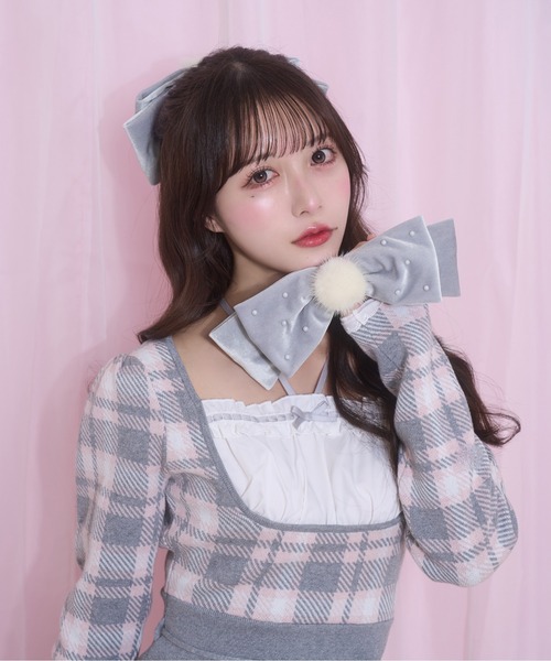 Honey Cinnamon（ハニーシナモン）の「winter likeリボンバレッタ（バレッタ/ヘアクリップ・レディース・ホワイト/ボルドー/グレー/ブラック・FREE）」の9枚目の写真