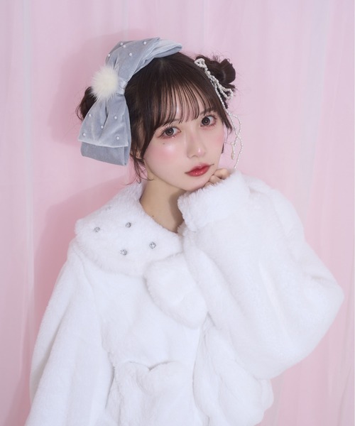 Honey Cinnamon（ハニーシナモン）の「winter likeリボンバレッタ（バレッタ/ヘアクリップ・レディース・ホワイト/ボルドー/グレー/ブラック・FREE）」の11枚目の写真