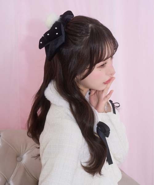Honey Cinnamon（ハニーシナモン）の「winter likeリボンバレッタ（バレッタ/ヘアクリップ・レディース・ホワイト/ボルドー/グレー/ブラック・FREE）」の14枚目の写真