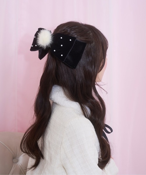 Honey Cinnamon（ハニーシナモン）の「winter likeリボンバレッタ（バレッタ/ヘアクリップ・レディース・ホワイト/ボルドー/グレー/ブラック・FREE）」の15枚目の写真