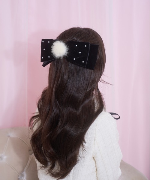Honey Cinnamon（ハニーシナモン）の「winter likeリボンバレッタ（バレッタ/ヘアクリップ・レディース・ホワイト/ボルドー/グレー/ブラック・FREE）」の16枚目の写真