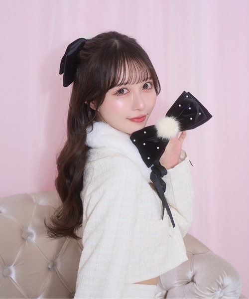 Honey Cinnamon（ハニーシナモン）の「winter likeリボンバレッタ（バレッタ/ヘアクリップ・レディース・ホワイト/ボルドー/グレー/ブラック・FREE）」の17枚目の写真