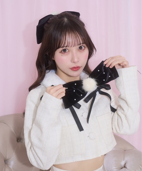 Honey Cinnamon（ハニーシナモン）の「winter likeリボンバレッタ（バレッタ/ヘアクリップ・レディース・ホワイト/ボルドー/グレー/ブラック・FREE）」の18枚目の写真