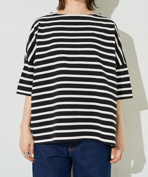 セール】限定展開 ボートネック バスク ボーダー 半袖 Tシャツ（T
