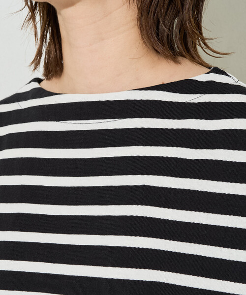 FREAK'S STORE(フリークスストア)の「限定展開 ボートネック バスク ボーダー 半袖 Tシャツ(Tシャツ/カットソー・レディース・オフホワイト/ブルー/グリーン/ブラウン/ブラック/ネイビー/オレンジ/ベージュ・フリ-)」の18枚目の写真