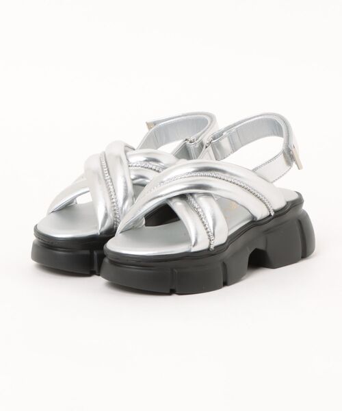 Bridget Birkin(ブリジットバーキン)の「【Bridget Birkin】ビジュークロスベルトスポーツサンダル(562121)(サンダル・レディース・シルバー/ブラック/ホワイト・L/LL/M/S)」の13枚目の写真
