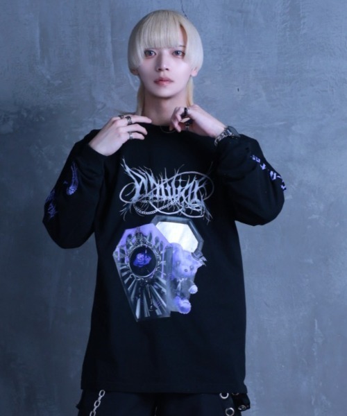 Amilige(アミリージュ)の「Coffin Bat BearロングTシャツ(Tシャツ/カットソー・レディース・ホワイト/ブラック・FREE)」の8枚目の写真