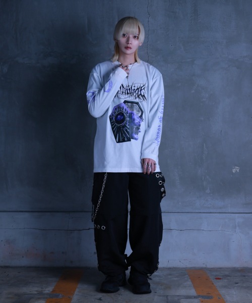 Amilige(アミリージュ)の「Coffin Bat BearロングTシャツ(Tシャツ/カットソー・レディース・ホワイト/ブラック・FREE)」の12枚目の写真