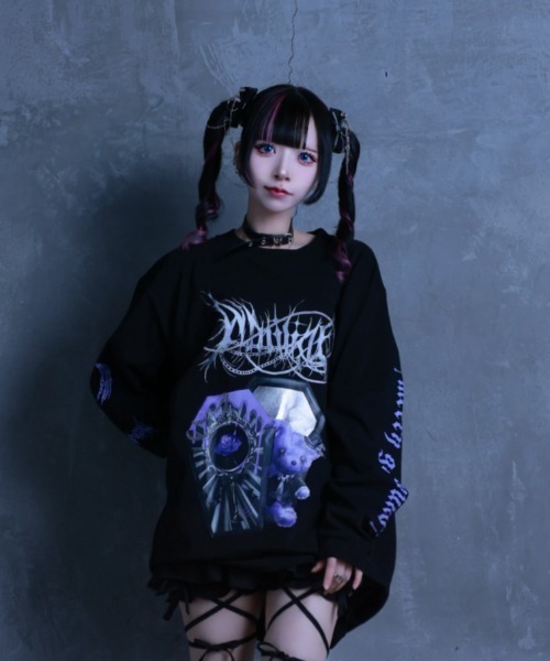 Amilige(アミリージュ)の「Coffin Bat BearロングTシャツ(Tシャツ/カットソー・レディース・ホワイト/ブラック・FREE)」の18枚目の写真
