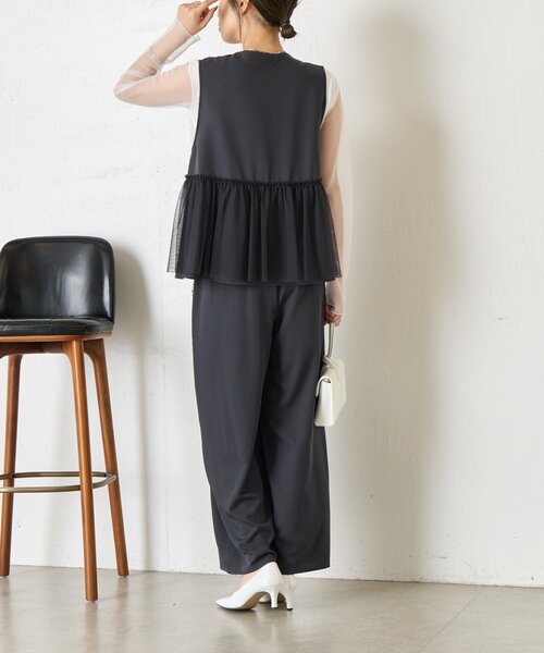 Jena espace merveilleux（ジェナ　エスパスメルヴェイユ）の「フリルチュールセットアップ（ワンピース・レディース・ネイビー/ダークグレー・FREE）」の4枚目の写真