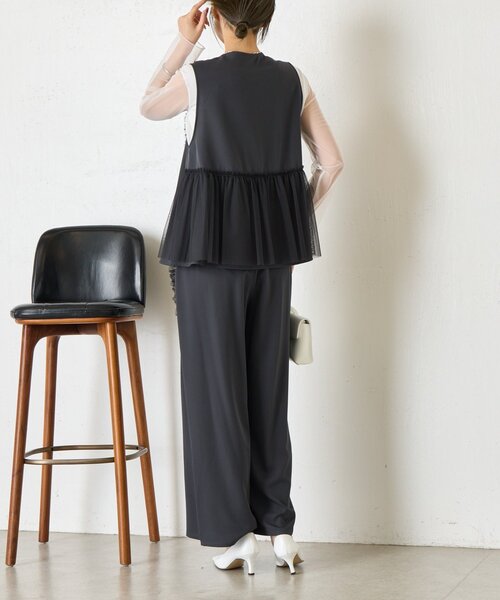 Jena espace merveilleux（ジェナ　エスパスメルヴェイユ）の「フリルチュールセットアップ（ワンピース・レディース・ネイビー/ダークグレー・FREE）」の5枚目の写真