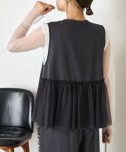 Jena espace merveilleux（ジェナ　エスパスメルヴェイユ）の「フリルチュールセットアップ（ワンピース・レディース・ネイビー/ダークグレー・FREE）」の9枚目の写真