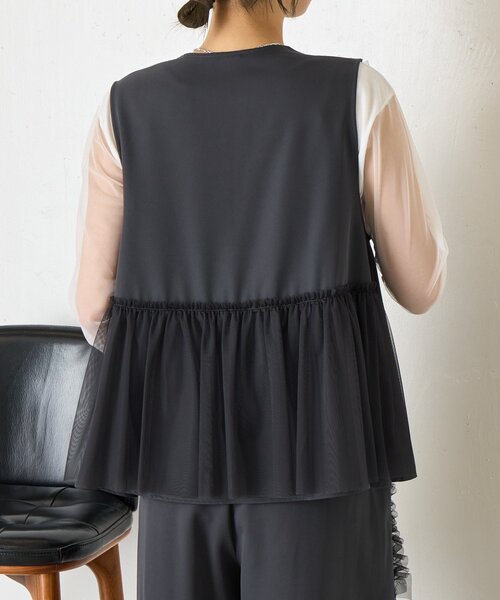 Jena espace merveilleux（ジェナ　エスパスメルヴェイユ）の「フリルチュールセットアップ（ワンピース・レディース・ネイビー/ダークグレー・FREE）」の10枚目の写真