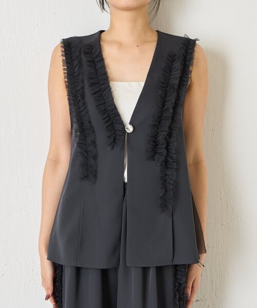 Jena espace merveilleux（ジェナ　エスパスメルヴェイユ）の「フリルチュールセットアップ（ワンピース・レディース・ネイビー/ダークグレー・FREE）」の13枚目の写真