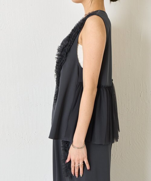 Jena espace merveilleux（ジェナ　エスパスメルヴェイユ）の「フリルチュールセットアップ（ワンピース・レディース・ネイビー/ダークグレー・FREE）」の14枚目の写真