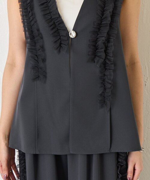 Jena espace merveilleux（ジェナ　エスパスメルヴェイユ）の「フリルチュールセットアップ（ワンピース・レディース・ネイビー/ダークグレー・FREE）」の20枚目の写真