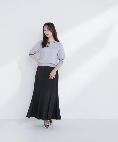 NATURAL BEAUTY BASIC(ナチュラルビューティーベーシック)の「◇総針ベーシック バイカラーラインニット(ニット/セーター・レディース・グレー系その他/ブラック系その他/イエロー系その他/ホワイト系その他・FREE)」の10枚目の写真