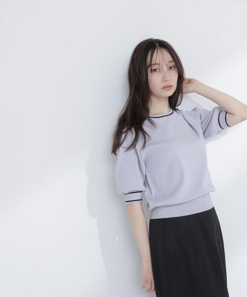 NATURAL BEAUTY BASIC(ナチュラルビューティーベーシック)の「◇総針ベーシック バイカラーラインニット(ニット/セーター・レディース・グレー系その他/ブラック系その他/イエロー系その他/ホワイト系その他・FREE)」の11枚目の写真
