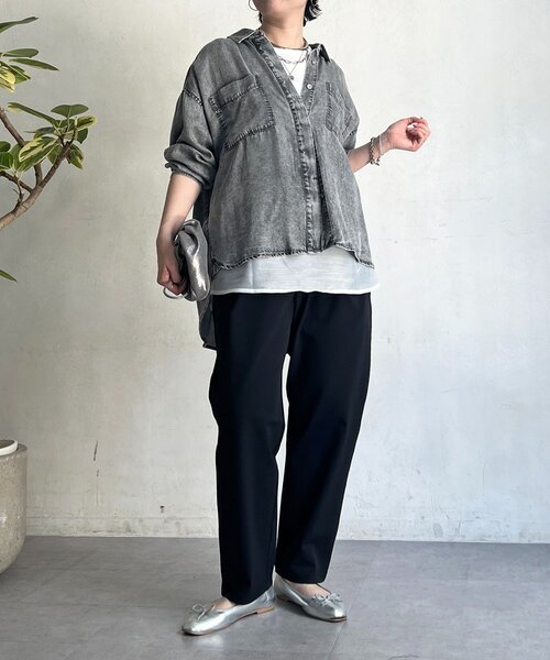 un dix cors（アンディコール）の「ヘンリーネック2WAYタンクトップ（キャミソール・レディース・アイボリー/ブラック/オフホワイト・FREE）」の9枚目の写真