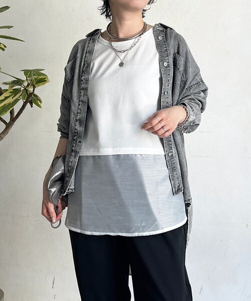 un dix cors（アンディコール）の「ヘンリーネック2WAYタンクトップ（キャミソール・レディース・アイボリー/ブラック/オフホワイト・FREE）」の10枚目の写真