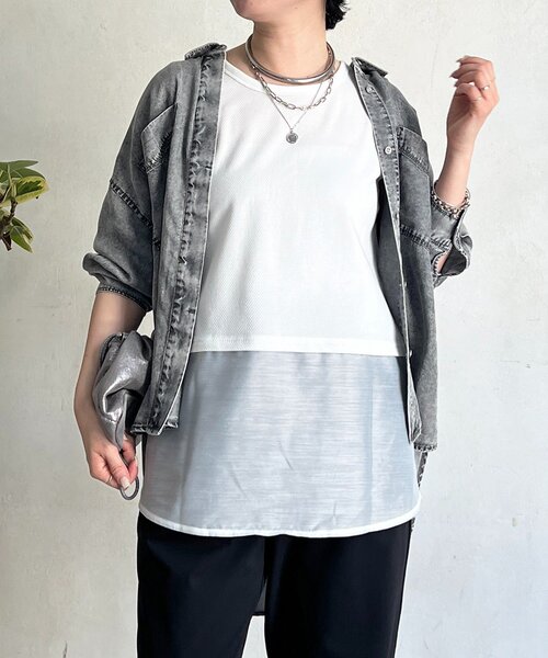 un dix cors（アンディコール）の「ヘンリーネック2WAYタンクトップ（キャミソール・レディース・アイボリー/ブラック/オフホワイト・FREE）」の11枚目の写真