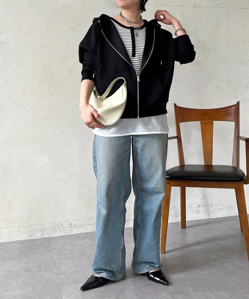 un dix cors（アンディコール）の「ヘンリーネック2WAYタンクトップ（キャミソール・レディース・アイボリー/ブラック/オフホワイト・FREE）」の14枚目の写真