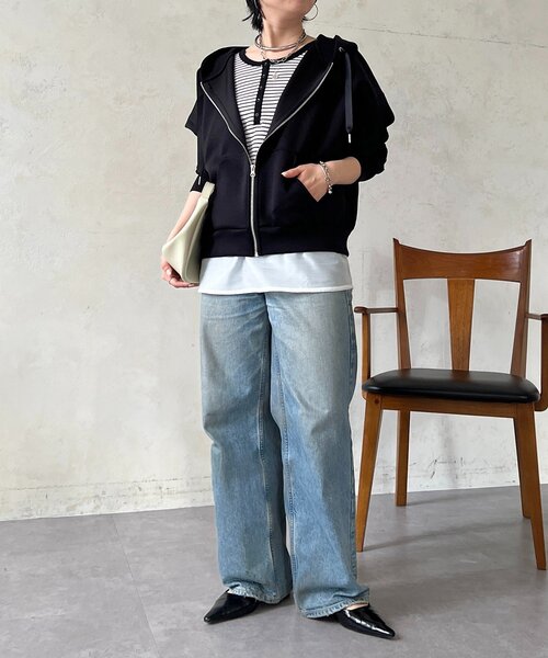 un dix cors（アンディコール）の「ヘンリーネック2WAYタンクトップ（キャミソール・レディース・アイボリー/ブラック/オフホワイト・FREE）」の16枚目の写真