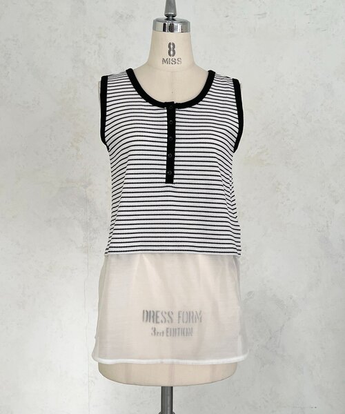 un dix cors（アンディコール）の「ヘンリーネック2WAYタンクトップ（キャミソール・レディース・アイボリー/ブラック/オフホワイト・FREE）」の18枚目の写真