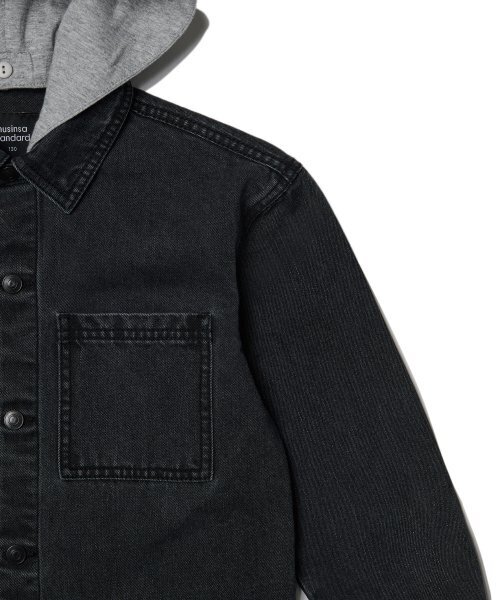 MUSINSA STANDARD KIDS（ムシンサスタンダードキッズ）の「オーバーサイズ デタッチャブル フード デニム シャツ [ウォッシュド ブラック]（シャツ/ブラウス・レディース・その他・150/100/110/120/130/140）」の10枚目の写真