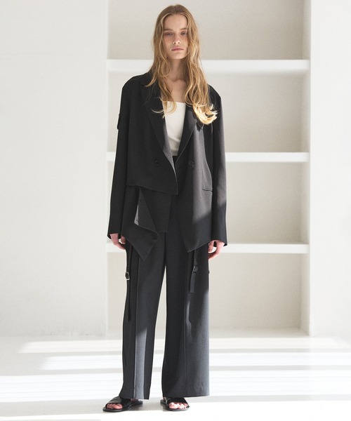 MIELI INVARIANT（ミエリインヴァリアント）の「Wide Cover Layer Slacks（スラックス・レディース・ブラック/ベージュ・MEDIUM/SMALL）」の21枚目の写真