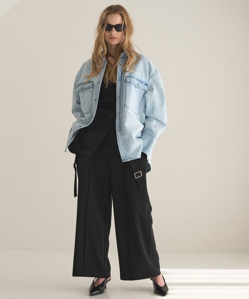 MIELI INVARIANT（ミエリインヴァリアント）の「Wide Cover Layer Slacks（スラックス・レディース・ブラック/ベージュ・MEDIUM/SMALL）」の3枚目の写真