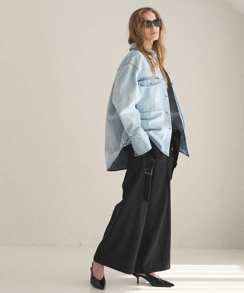MIELI INVARIANT（ミエリインヴァリアント）の「Wide Cover Layer Slacks（スラックス・レディース・ブラック/ベージュ・MEDIUM/SMALL）」の5枚目の写真