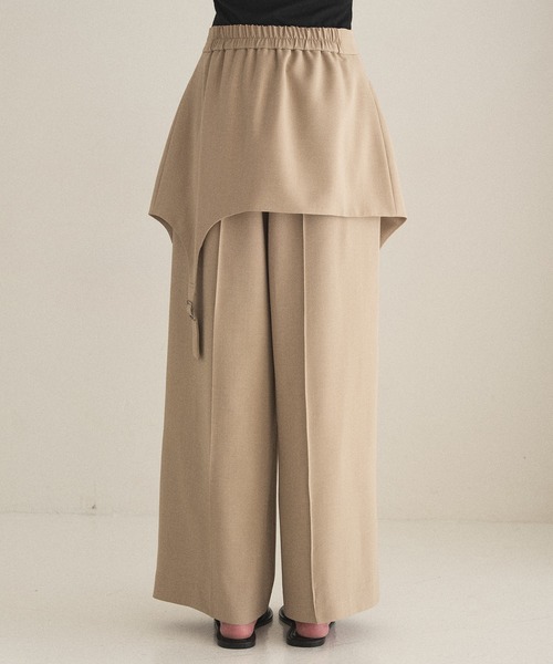 MIELI INVARIANT（ミエリインヴァリアント）の「Wide Cover Layer Slacks（スラックス・レディース・ブラック/ベージュ・MEDIUM/SMALL）」の10枚目の写真
