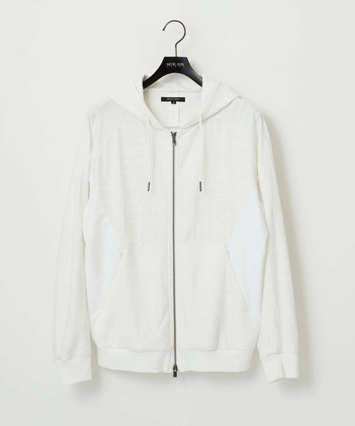 MICHEL KLEIN HOMME (ミッシェルクランオム)の「【セットアップ】ジャカードジップアップパーカー(パーカー・メンズ・ブラック/ホワイト・MEDIUM/LARGE/X-LARGE)」の2枚目の写真