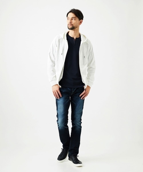MICHEL KLEIN HOMME (ミッシェルクランオム)の「【セットアップ】ジャカードジップアップパーカー(パーカー・メンズ・ブラック/ホワイト・MEDIUM/LARGE/X-LARGE)」の7枚目の写真