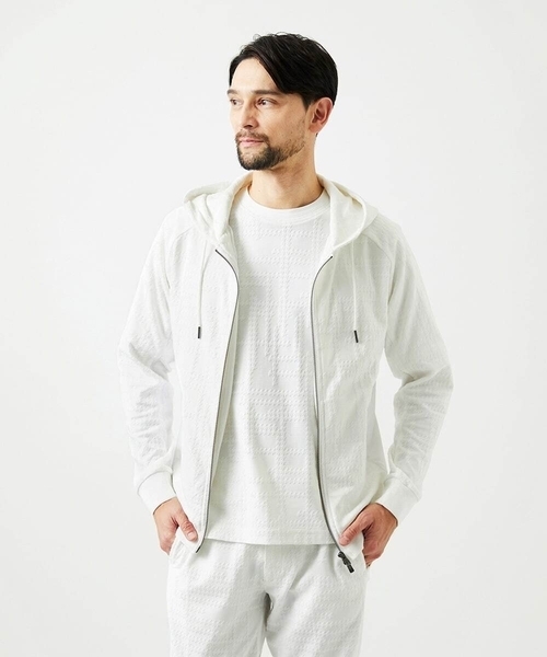 MICHEL KLEIN HOMME (ミッシェルクランオム)の「【セットアップ】ジャカードジップアップパーカー(パーカー・メンズ・ブラック/ホワイト・MEDIUM/LARGE/X-LARGE)」の6枚目の写真