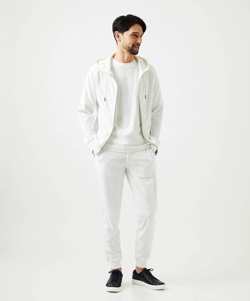MICHEL KLEIN HOMME (ミッシェルクランオム)の「【セットアップ】ジャカードジップアップパーカー(パーカー・メンズ・ブラック/ホワイト・MEDIUM/LARGE/X-LARGE)」の5枚目の写真