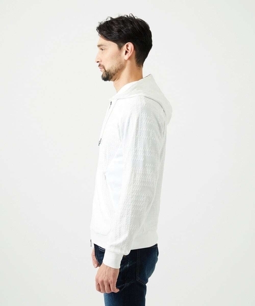 MICHEL KLEIN HOMME (ミッシェルクランオム)の「【セットアップ】ジャカードジップアップパーカー(パーカー・メンズ・ブラック/ホワイト・MEDIUM/LARGE/X-LARGE)」の4枚目の写真