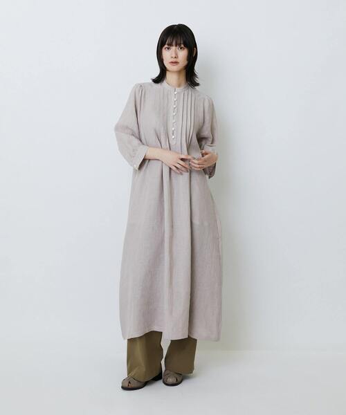 LOISIR(ロワズィール)の「グランジリネンタックディテールワンピース(ワンピース・レディース・カーキ/ピンク・FREE)」の3枚目の写真